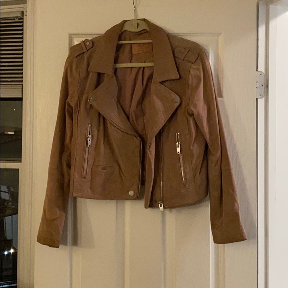 Blush pink suede motor jacket